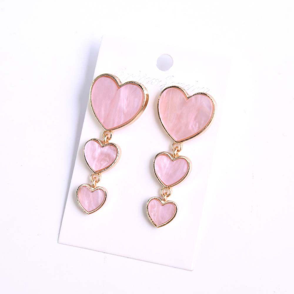 Bông Tai Acrylic Nhiều Lớp Hình Trái Tim Dễ Thương Cho Nữ