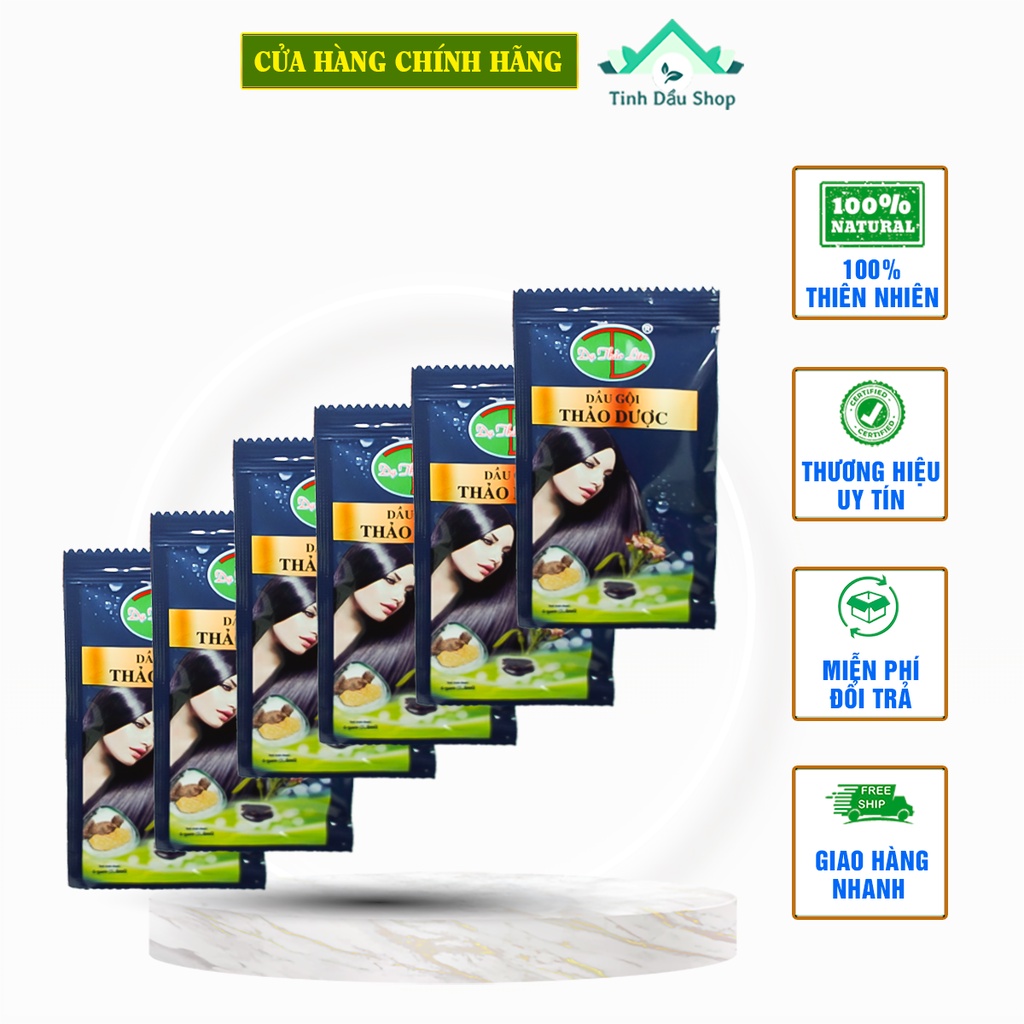 Dầu gội Dạ Thảo Liên 100% thảo Dược Thiên Nhiên Dạng Gói 5,8ml | Da Thao Lien Shampoo 100% Natural Herbal Package 5.8ml