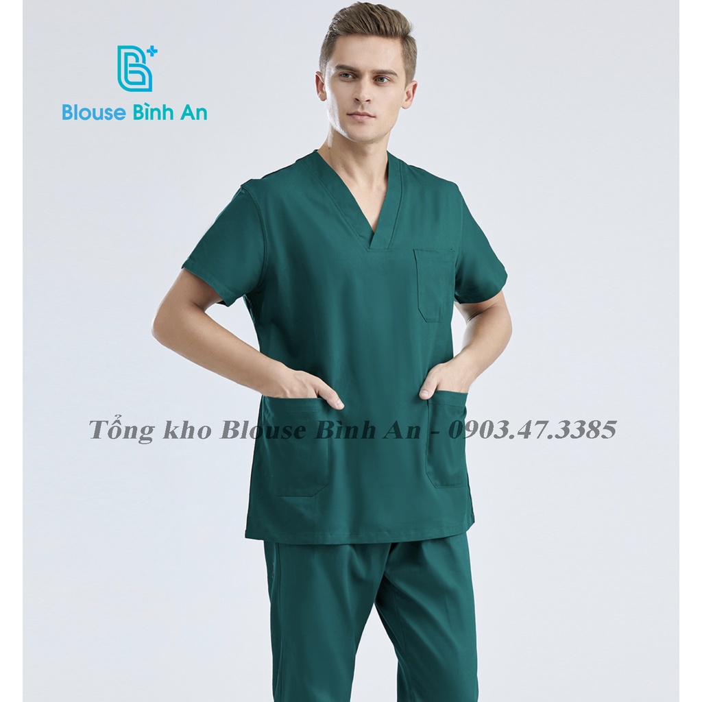 ❃Đồng phục Y Tế, Spa màu xanh rêu dành cho bác sĩ, tá, điều dưỡng, thẩm mỹ viện, Vải Cotton Cao Cấp - Blouse Bình An | BigBuy360 - bigbuy360.vn