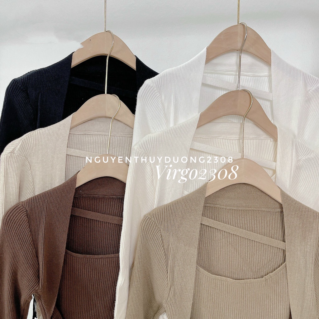 (HÀNG SẴN)ÁO LEN DÂY RÚT CẠNH CỔ VUÔNG CUTOUT LẠ MẮT MÃ 2811