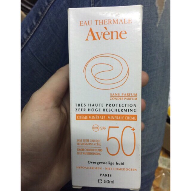 Sale 27/03 Kem chống nắng SPF 50+ cho da nhạy cảm Avene Very High Protection Mineral Lotion 50+ 50ml Pháp