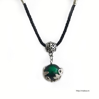 Dây chuyền STONECK Mắt hổ xanh lá charm Bạc