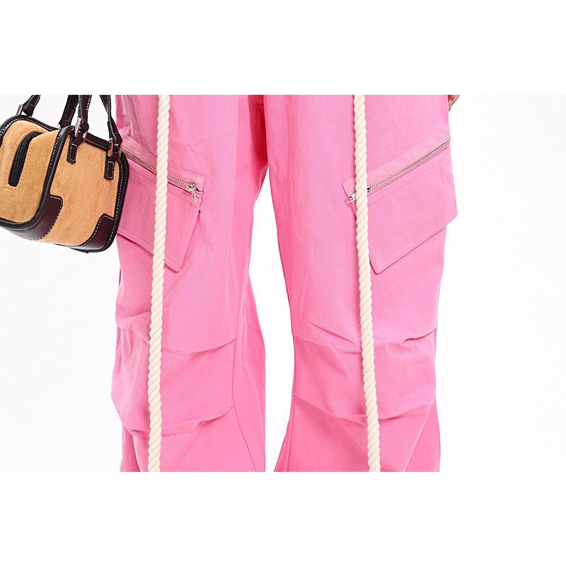 Quần Dài Eo Cao Dáng Rộng Phối Thắt Lưng Phong Cách Mỹ Thời Trang Mùa Hè Giản Dị Dành Cho Nữ