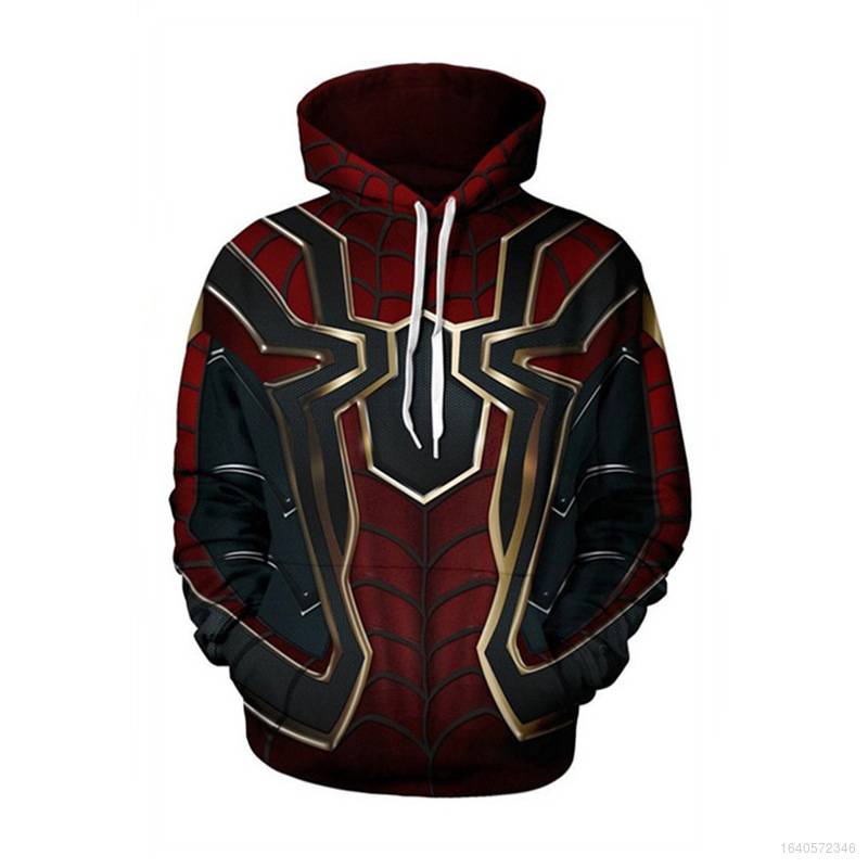 Áo hoodie tay dài dáng rộng in hình Người Nhện cá tính