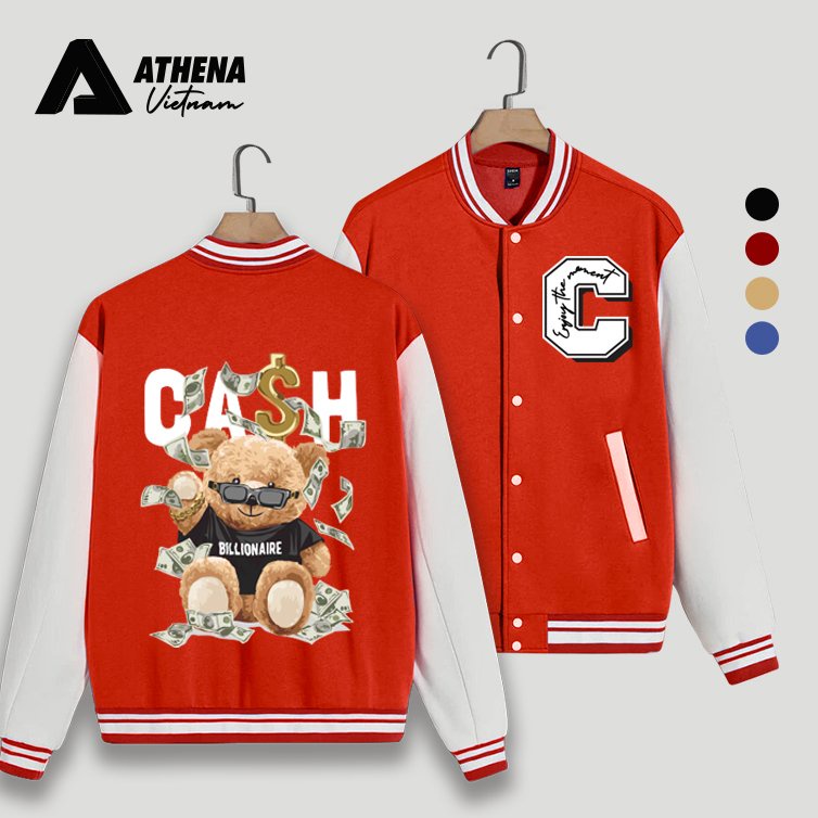 Áo Cardigan Bomber BearCash - Áo Khoác Varsity Jacket Athenas  ( có size cho Trẻ )