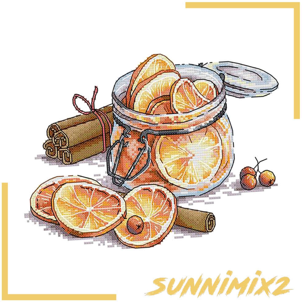 Lemon Tea Stamped Cross Stitch Kit For Adults Hand Embroidery 14CT 28 x 21cm