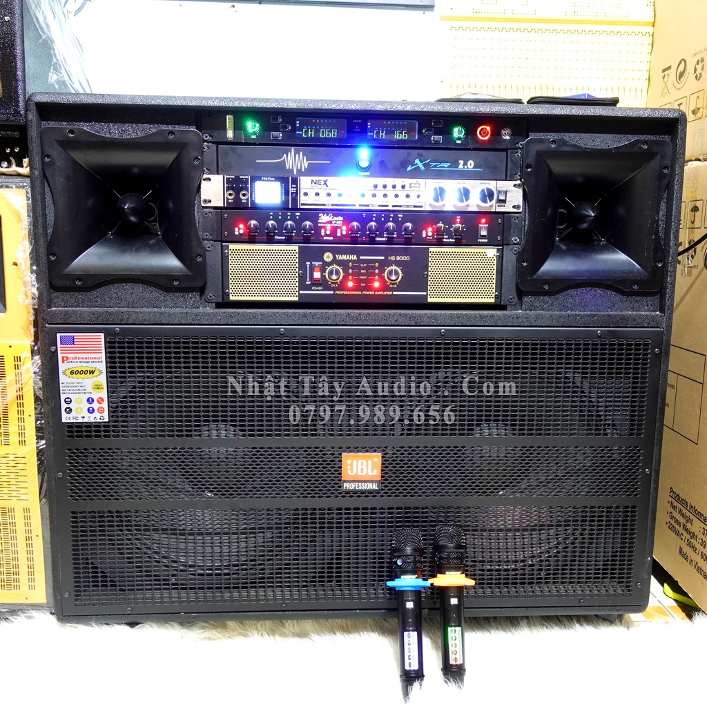 Thùng Loa Kéo Điện NT 1006 Pro, Dàn âm thanh karaoke di động công suất lớn, Loa kéo bass đôi 40 cao cấp