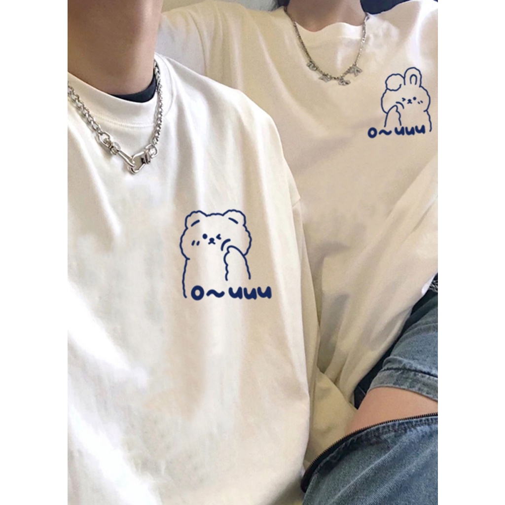 Áo phông đôi nam nữ MeanStore Áo thun cặp với người yêu hình in đẹp cute cotton mùa hè thoáng mát oversize form rộng