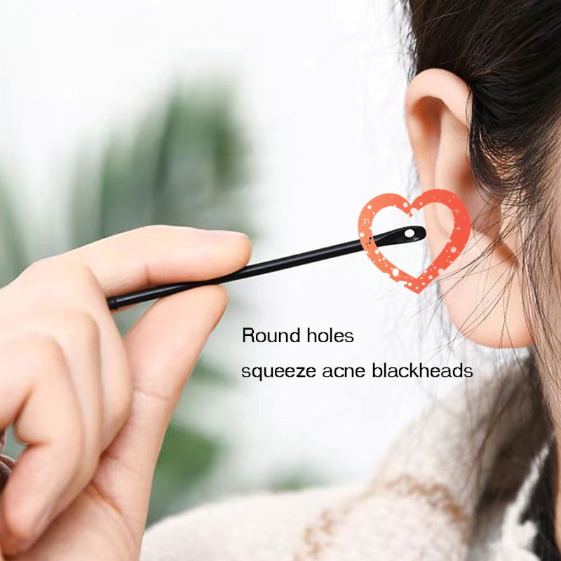 Set 60 tăm bông cotton màu đen 3 trong 1 dùng một lần