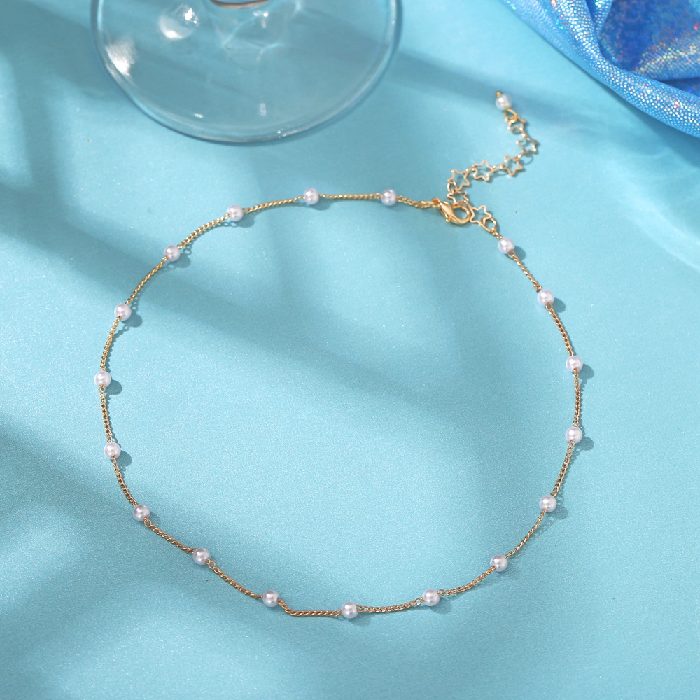 Vòng Cổ Choker Màu Vàng Đính Ngọc Trai Giả Thời Trang Hàn Quốc Dành Cho Nữ