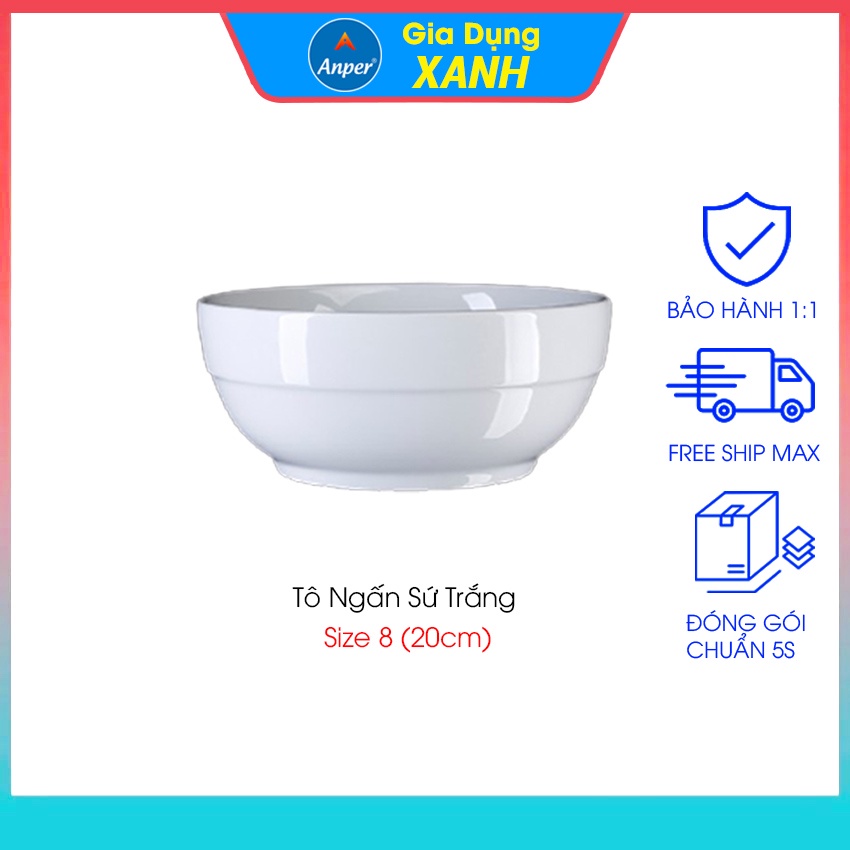 Combo 2 tô sứ 3 bát sứ ANPER ngấn dày 15cm18cm20cm  ăn cơm ăn mì ăn phở  chén dĩa dễ thương