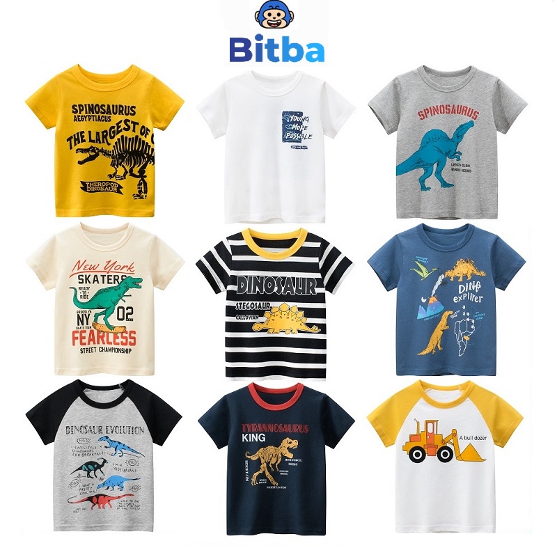 Áo thun bé trai cộc tay hàn quốc chất cotton cho bé từ 2 đến 8 tuổi Bitba