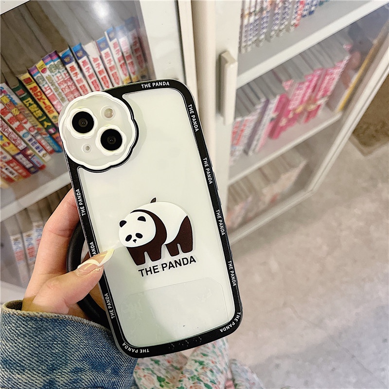 Ốp Điện Thoại Họa Tiết Hoa/Gấu Trúc Hoạt Hình Có Dây Đeo Cho iPhone 13Pro iPhone12 78plus/X/XR/ Promax/Mini