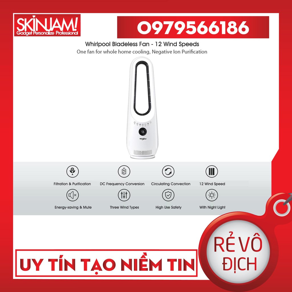 Quạt Không Cánh 12 Tốc Độ Gió XIAOMI Youpin Whirlpool Inverter Wind Band Bladeless Fan WBF-01K