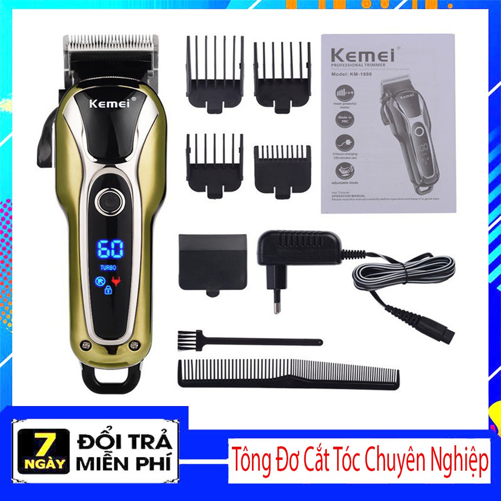 Tông Đơ Cắt Tóc Không Dây Chuyên Nghiệp Kemei KM-1995, máy cắt tóc, cho thợ chuyên nghiệp, gia đình