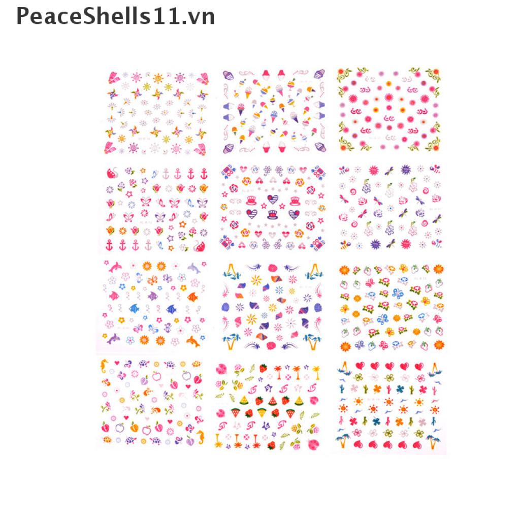 Set 5 Tờ 11 Sticker Hoạt Hình Dán Trang Trí Móng Tay An Toàn Thời Trang Dành Cho Trẻ Em DIY