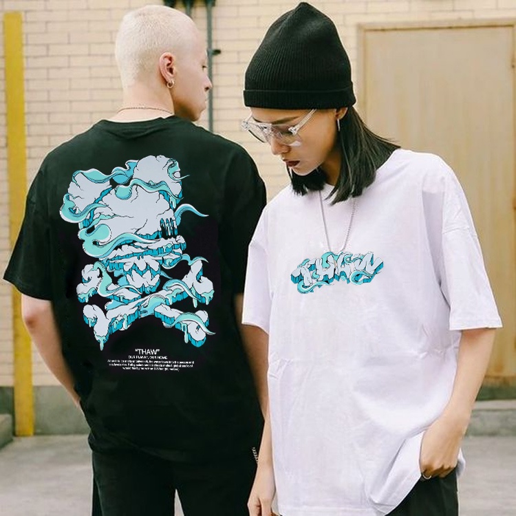 Áo Thun Tay Lỡ Form RộngIn Hình Bad Thaw Cho Cả Nam và Nữ, Vải Cotton 75%, Dày Mịn Mát. XXK