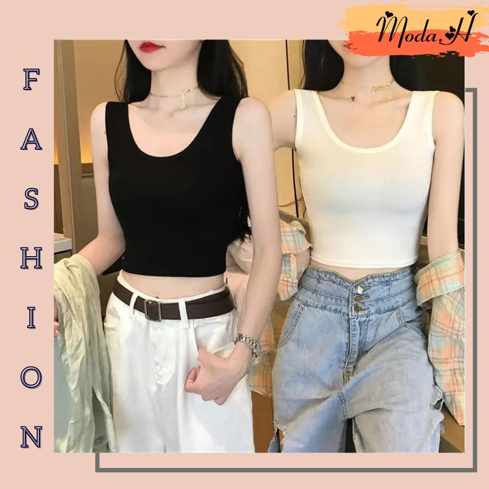 Áo Thun Croptop Ba Lỗ, Áo Ba Lỗ Kiểu Ôm Co Dãn Moda.H
