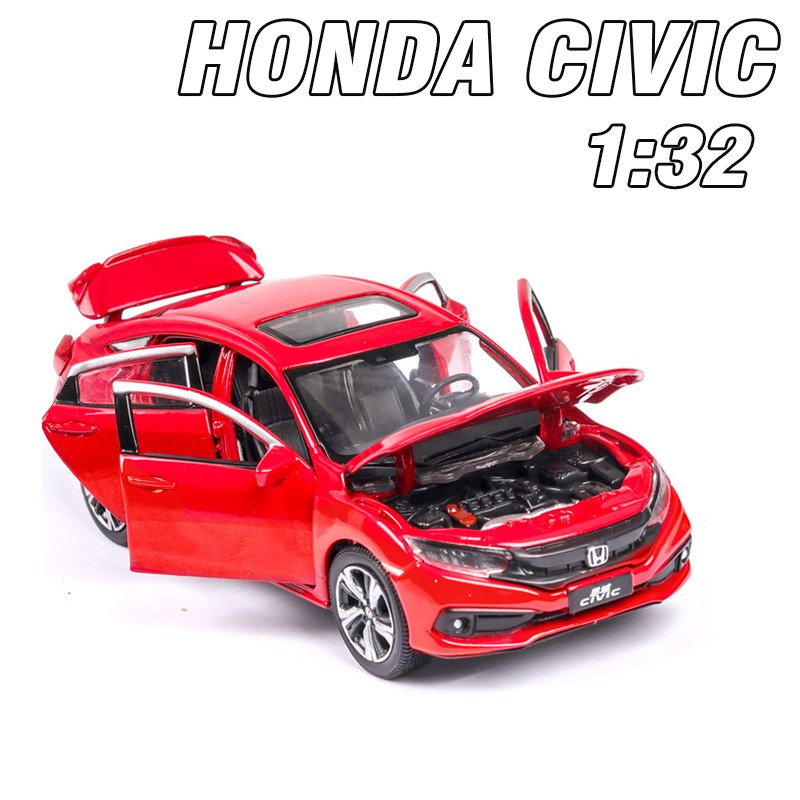 Đồ chơi xe mô hình ô tô Honda civic tỉ lệ 1:32 hãng Jackim xe bằng kim loại mở được các cửa đồ chơi trẻ em