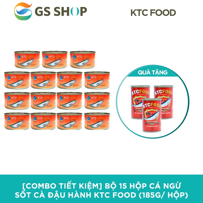 [COMBO TIẾT KIỆM] Bộ 15 Hộp cá ngừ sốt cà đậu hành KTC FOOD (185g/ Hộp) | TẶNG: 3 Hộp cá hộp sốt cà FTCFood