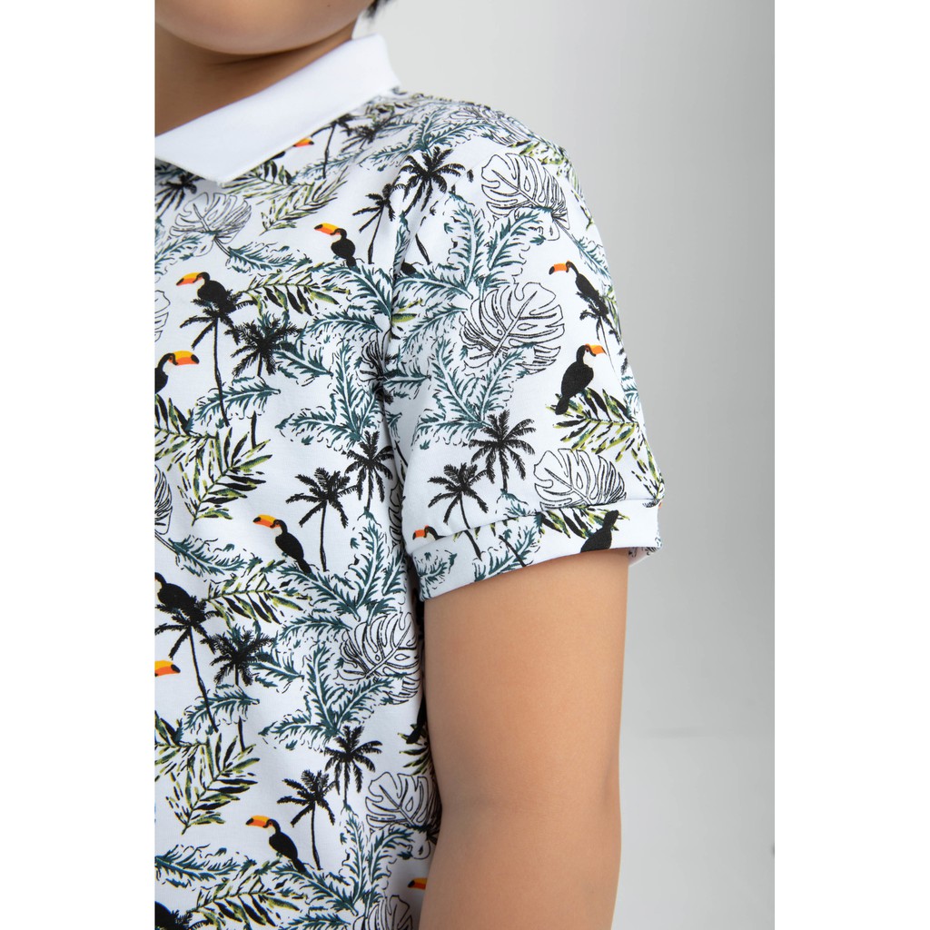 Áo thun bé trai cổ đức họa tiết IVY moda MS 57K1204