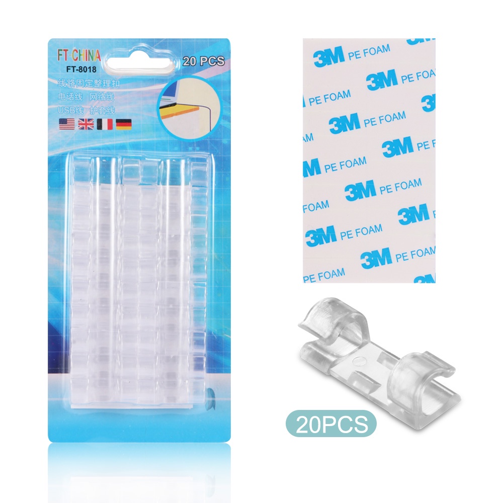 Set 20 kẹp giữ dây cáp gọn gàng trên mặt bàn tiện dụng