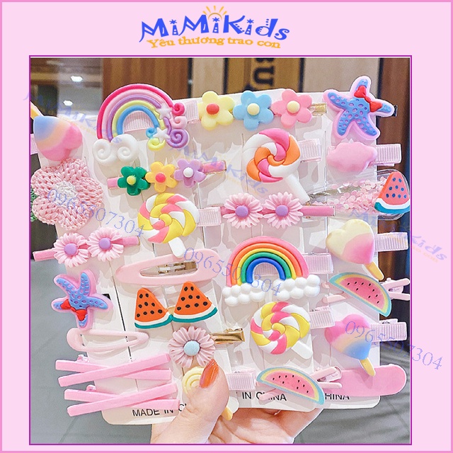 Set 14 kẹp tóc phong cách Hàn Quốc siêu dễ thương