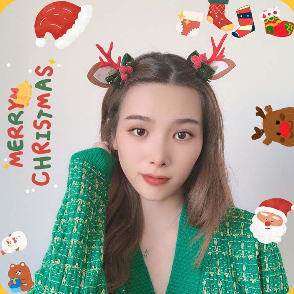 IVORY Phụ Kiện Kẹp Tóc Đính Nơ Phong Cách Giáng Sinh Đáng Yêu Dành Cho Bé Gái