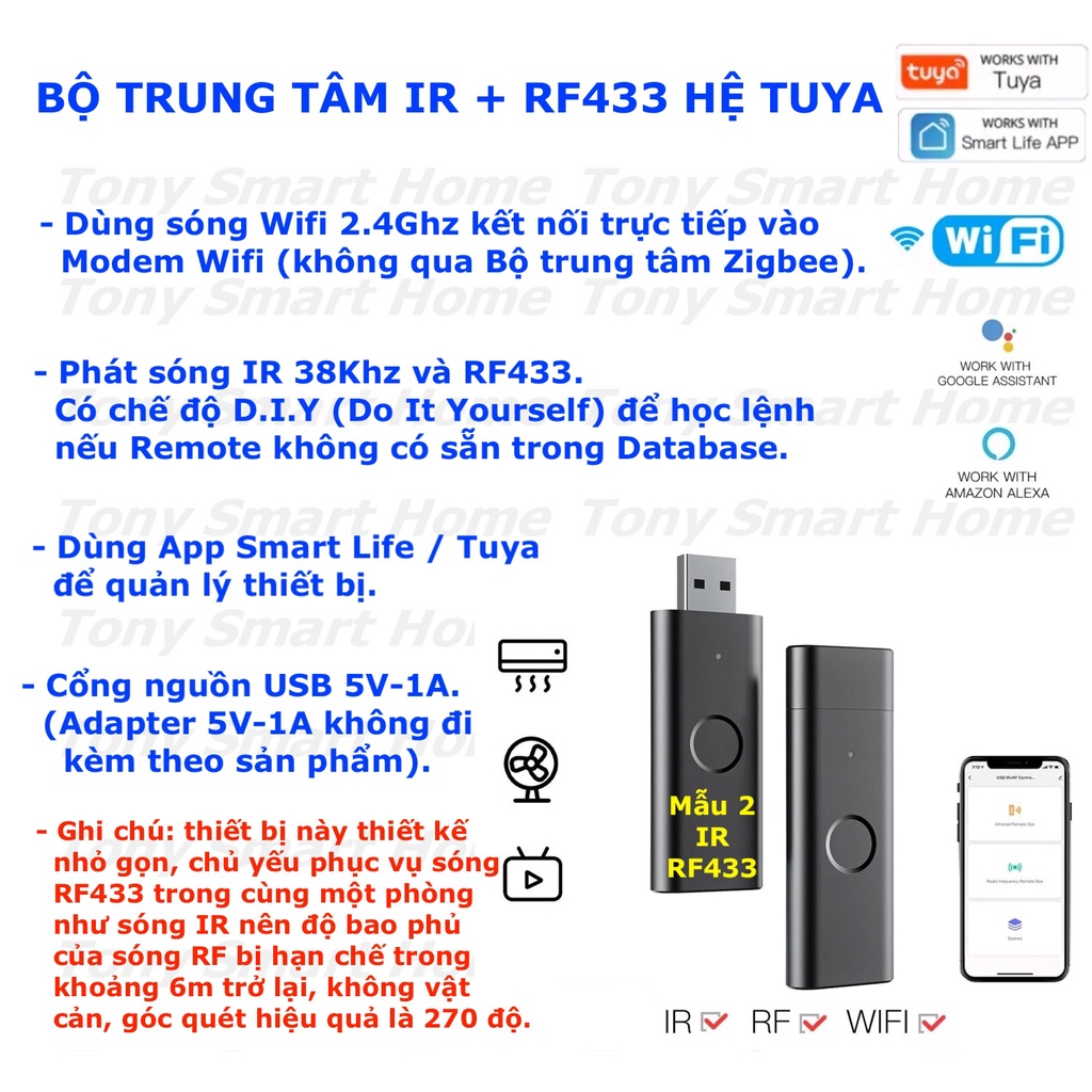 Bộ trung tâm Hồng Ngoại IR và RF433 , RF415 , IR + RF -