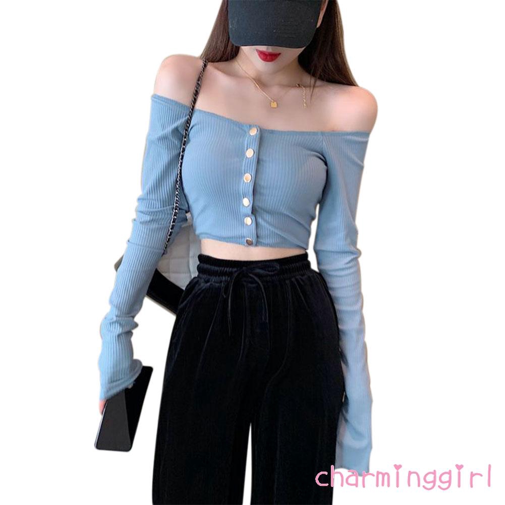 Áo Kiểu Trễ Vai Tay Dài Thiết Kế Quyến Rũ