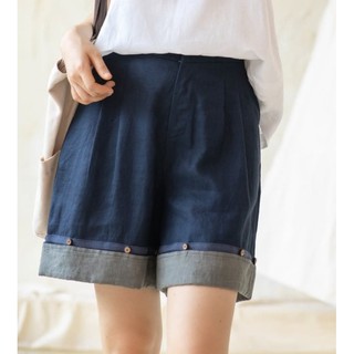 Quần sooc lửng kiểu nữ vải linen bố thiết kế MONO