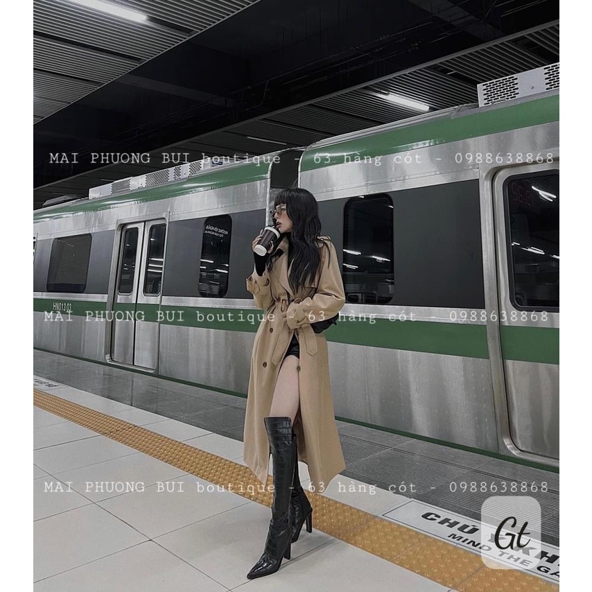 [Aimee Clothing] Áo mangto dáng dài kèm đai kiểu Hàn Quốc