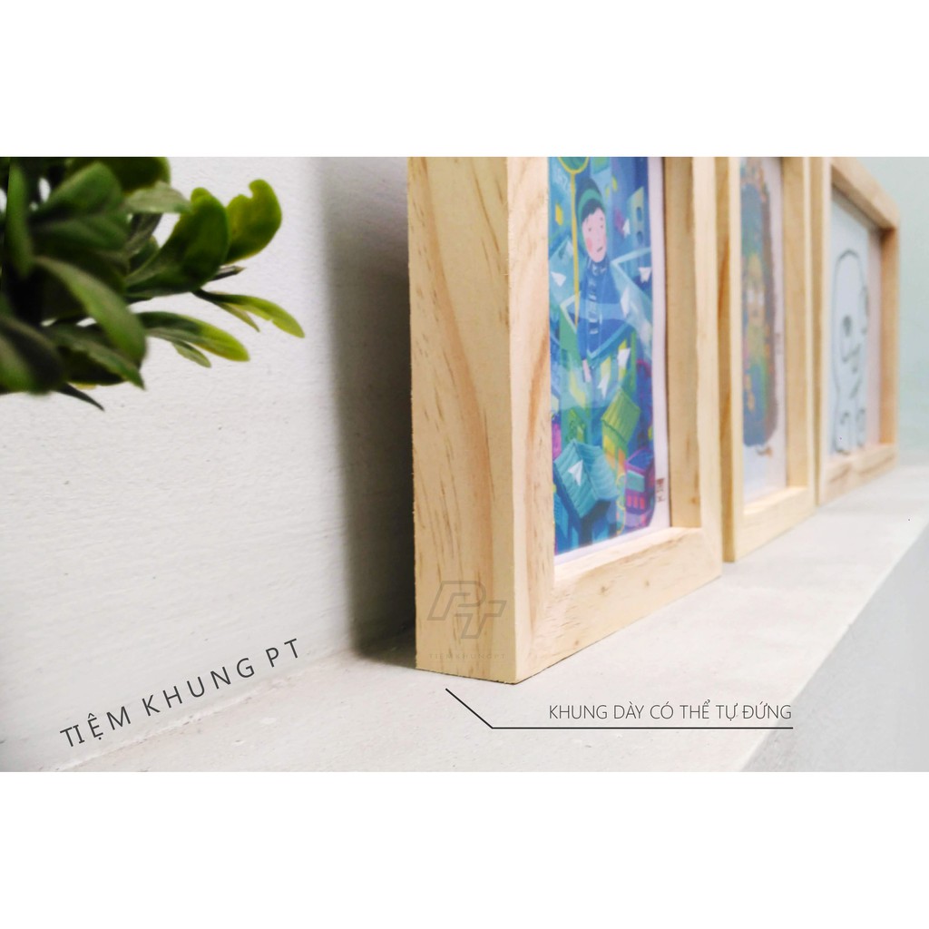 Bộ 3 Khung ảnh treo tường A4 A5 13x18 - Khung hình gỗ thông mặt kính - Picture Frame - Tiệm Khung PT