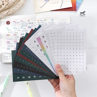 SET 20 hình dán chữ, số & ngày tháng làm bujo, art bujo, planner - Tiệm Ngựa Gỗ