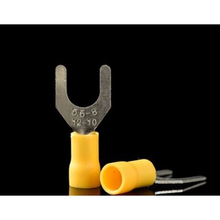 100 đầu cos chĩa chữ Y SV 5.5-8 bọc nhựa màu vàng bằng đồng loại dày