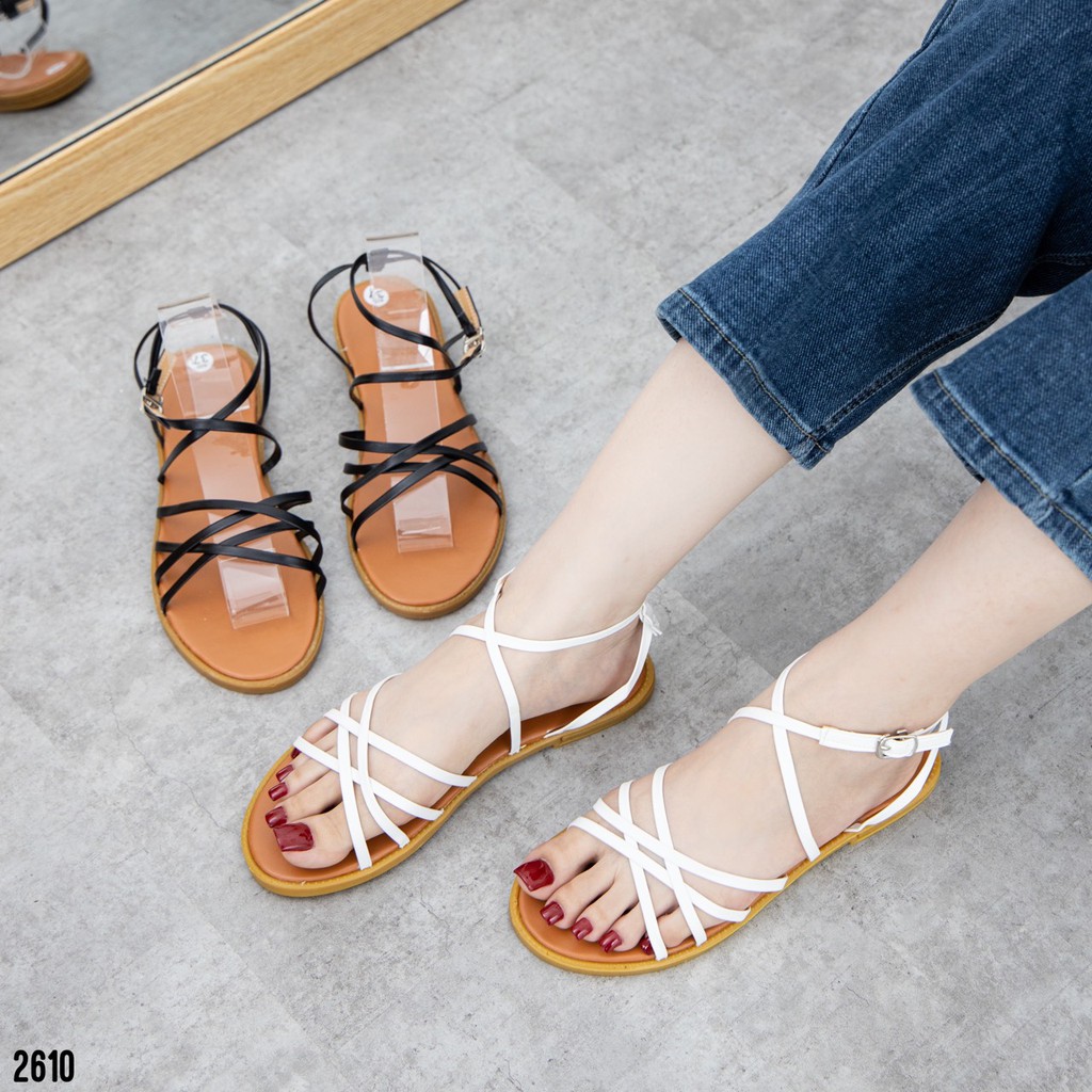 Giày sandal nữ quai mảnh đan chéo MWC NUSD- 2610