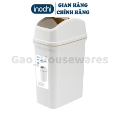 [FreeShip] Thùng rác nắp lật 15L (có lõi) inochi, nhựa nguyên sinh, ngăn mùi hôi, kháng khuẩn - Giao màu ngẫu nhiên