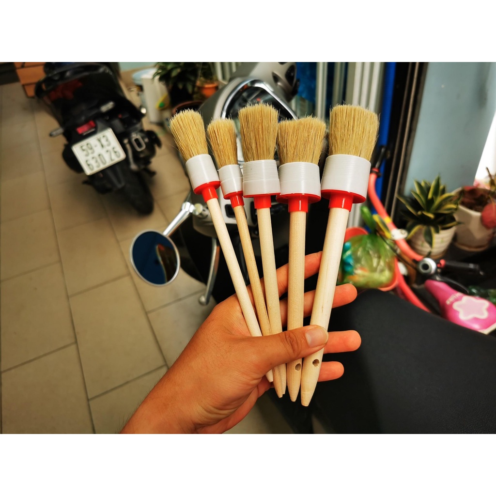 Bộ 5 Cọ Lông Heo Tổng Hợp Chuyên Dụng Vệ Sinh Nội Thất Chi Tiết Xe