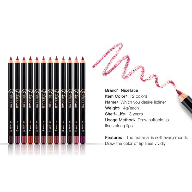 [Hàng mới về] Bút chì kẻ đường viền môi 12 màu nude lì mềm mịn lâu trôi chống thấm nước tiện lợi | BigBuy360 - bigbuy360.vn