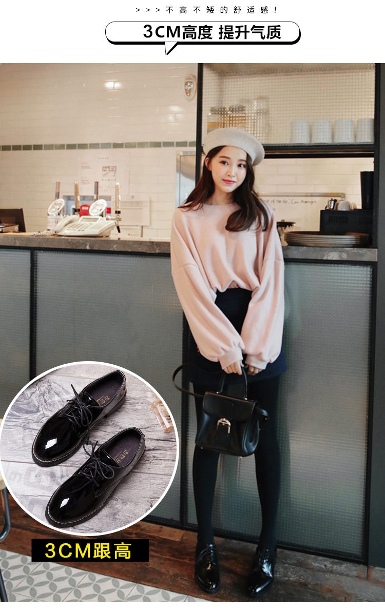 Giày da mũi tròn đế vừa phối dây buộc thời trang phong cách Hàn Quốc dành cho nữ | BigBuy360 - bigbuy360.vn