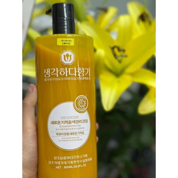 Thuốc Nhuộm Phủ Bóng Hàn Quốc 800ml Màu Vàng Yellow Mã 033 Pha Sẵn