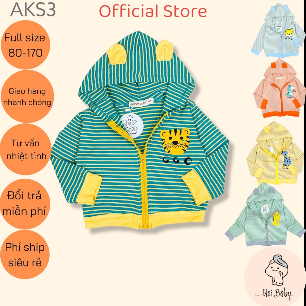 Áo Khoác Cho Bé Vải Sọc Visco Size, Hàng Chính Hãng Minlybaby AKS3