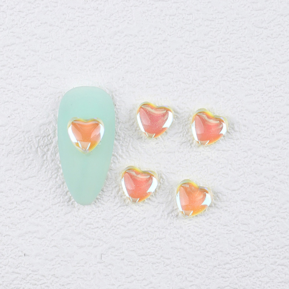 Set 10 Phụ Kiện Đính Trang Trí Móng Tay 3D Hình Trái Tim Thời Trang