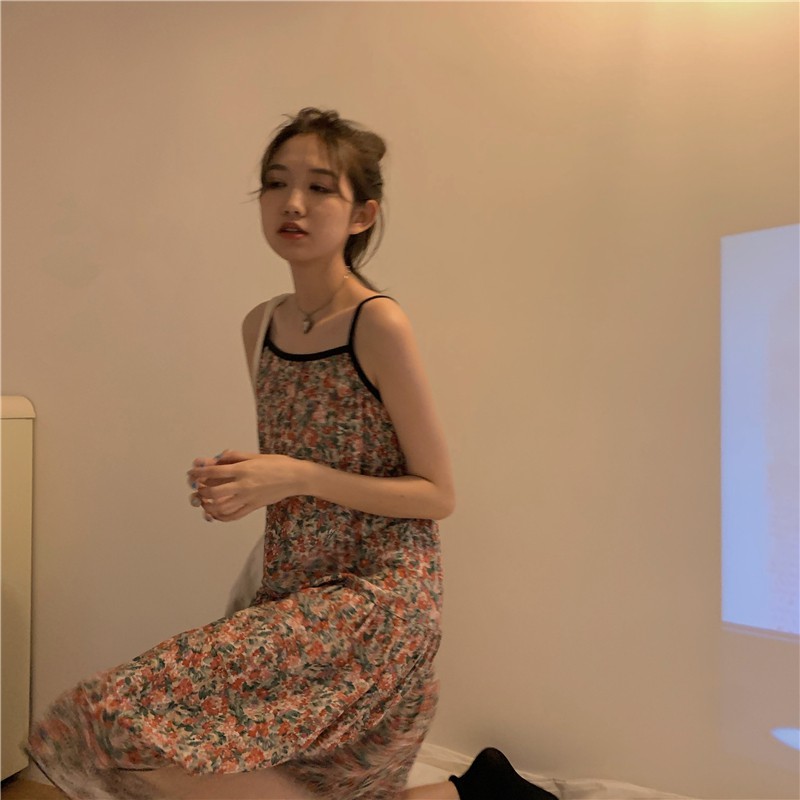 [Mã FAGREEN245 giảm 10% tối đa 30K đơn 99K] Váy Yếm Họa Tiết Hoa Theo Phong Cách Vintage Hàn Quốc