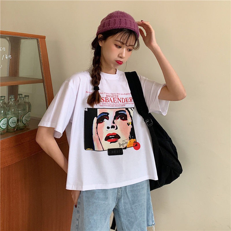 Áo Croptop Ngắn Tay In Họa Tiết Hoạt Hình Xinh Xắn Dành Cho Nữ