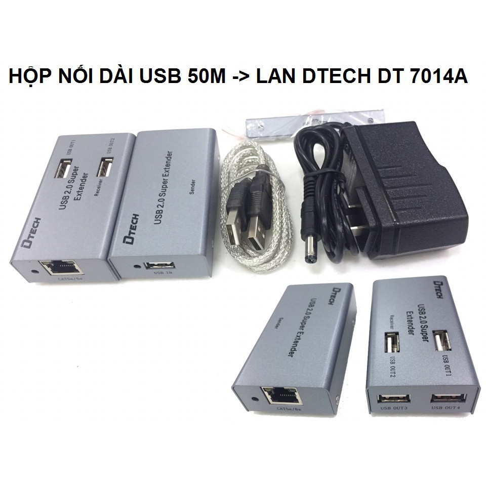 HỘP NỐI DÀI USB BẰNG CỔNG LAN RJ45 DTECH DT 7014A TỐI ĐA 50M