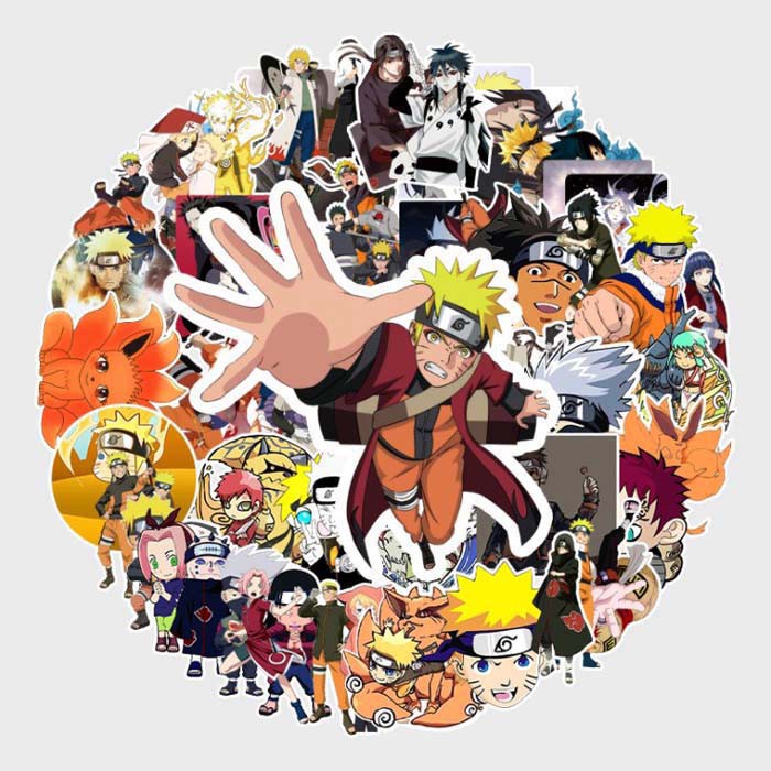 Bộ Sticker hoạt hình Naruto cực ngầu dán trang trí laptop, mũ bảo hiểm, vali, xe tay ga, ván trượt