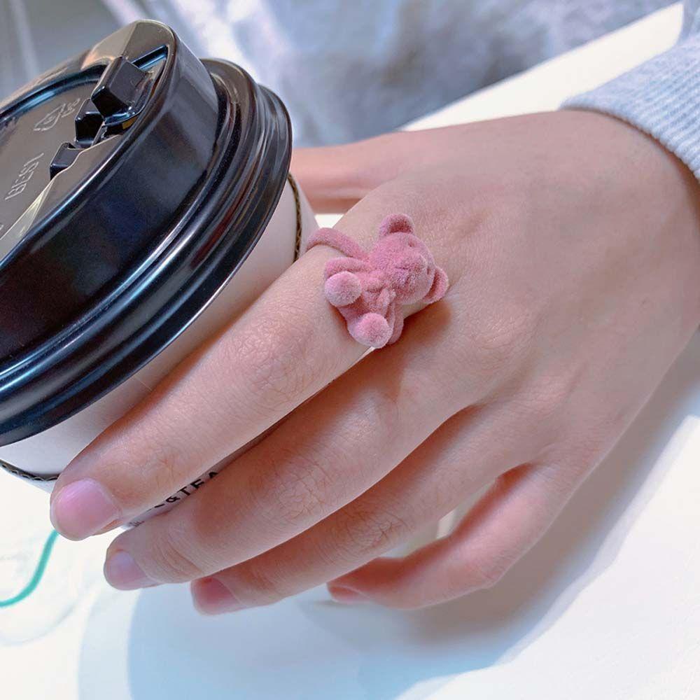 Cleoees Nhẫn Đeo Ngón Tay Hình Nơ/Gấu Vải Nhung Ba Chiều Cá Tính Tối Giản Phong Cách Hàn Quốc