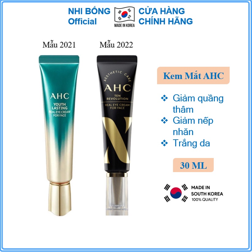 [New 2022] Kem mắt AHC Ageless Real Eye Cream For Face hết thâm quầng mắt Hàn Quốc màu đen 30ml
