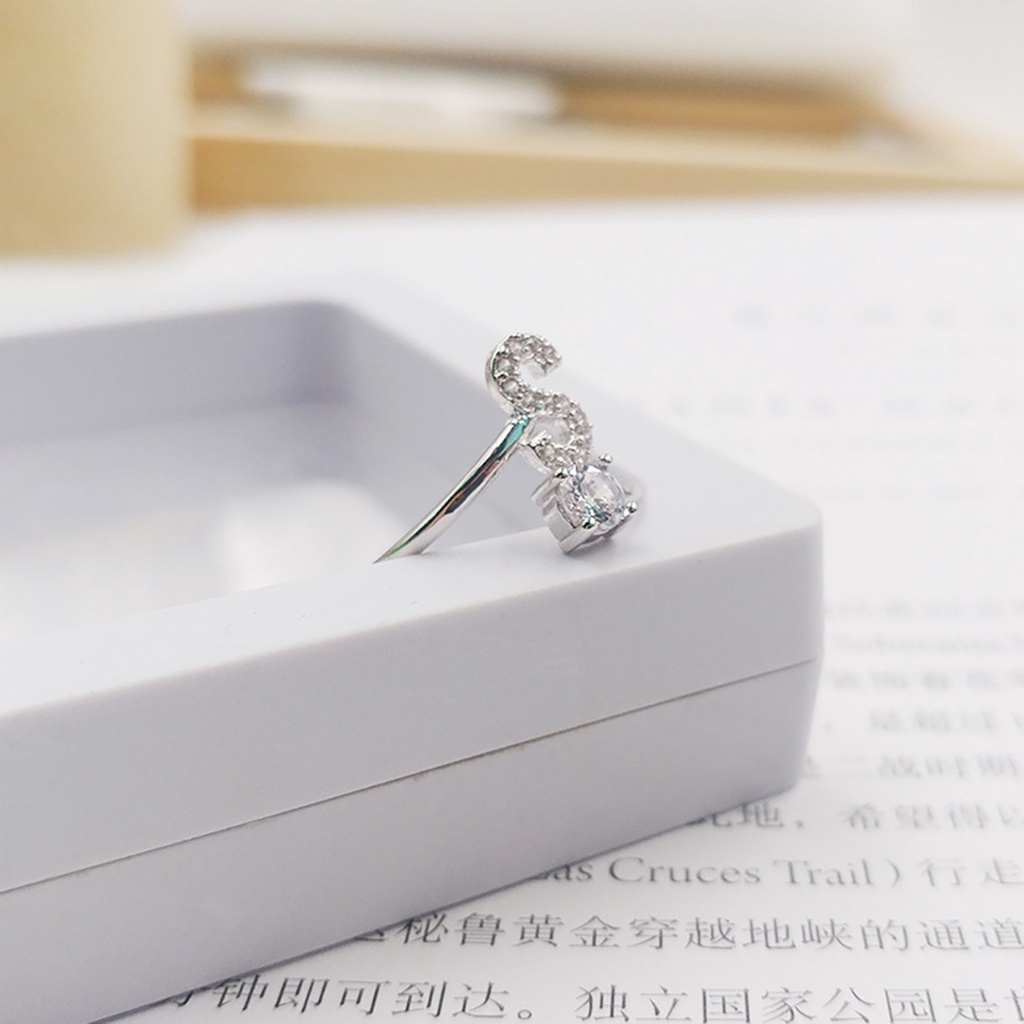 Nhẫn đeo tay thời trang mặt hình chữ cái đính đá nhân tạo cho nữ